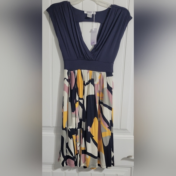VENUS Lascana Wrap Look Dress Navy Blue and Multi colored Size XS - Picture 3 of 6